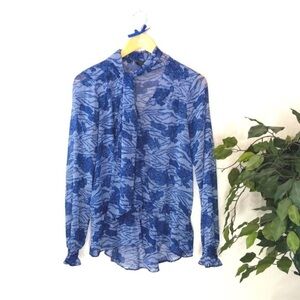 Guess Floral Top With Neck Tie